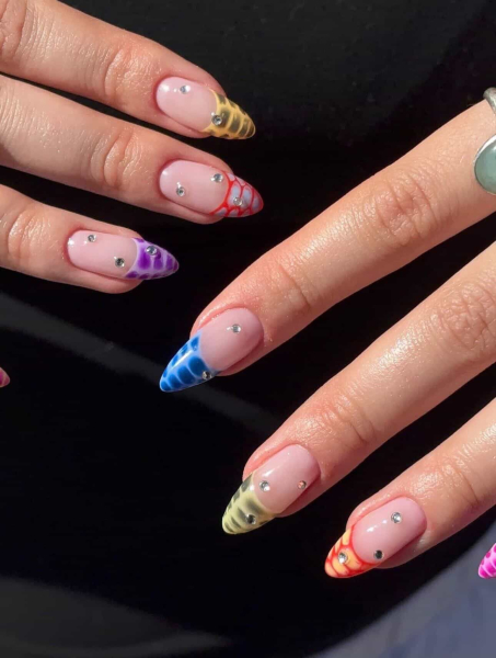 French tip Crocprint nails